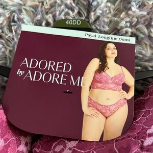 Adored by Adore Me Women’s Payal Longline Underwire Floral Lace DemiCup Bra 40DD